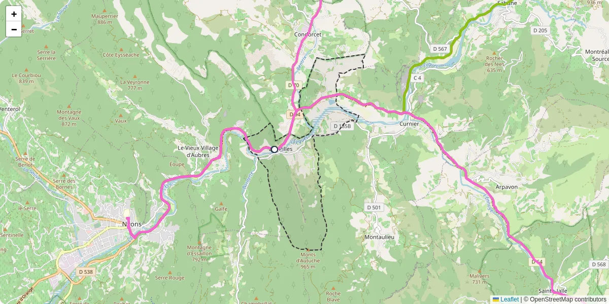 Carte du réseau de transport en commun à Les Pilles - lignes de bus et arrêts