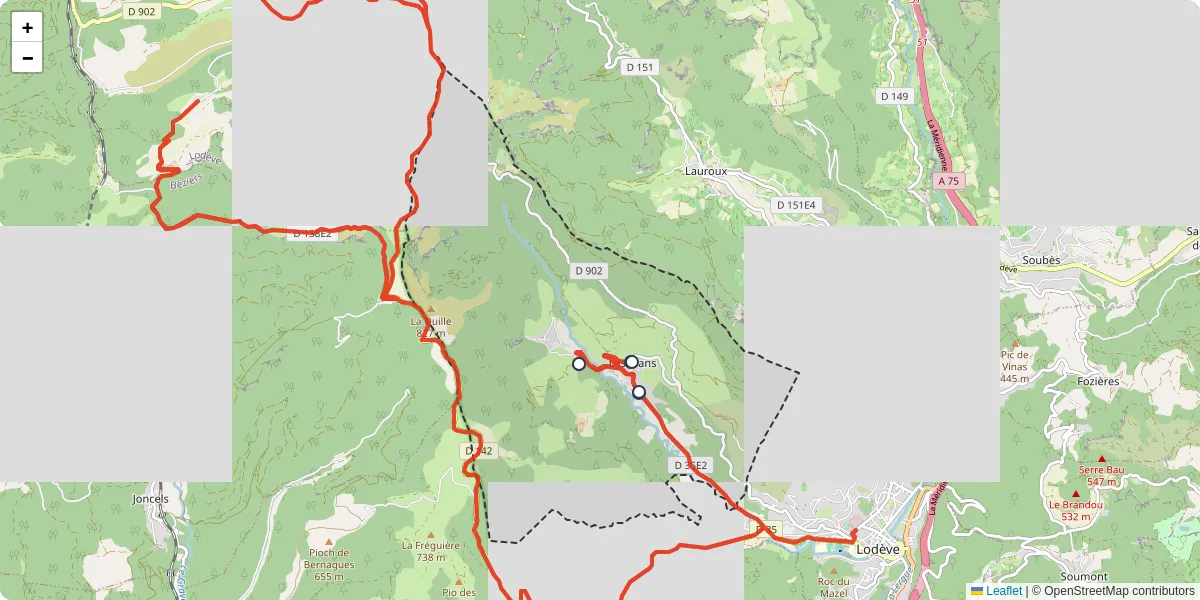Carte du réseau de transport en commun à Les Plans - lignes de bus et arrêts