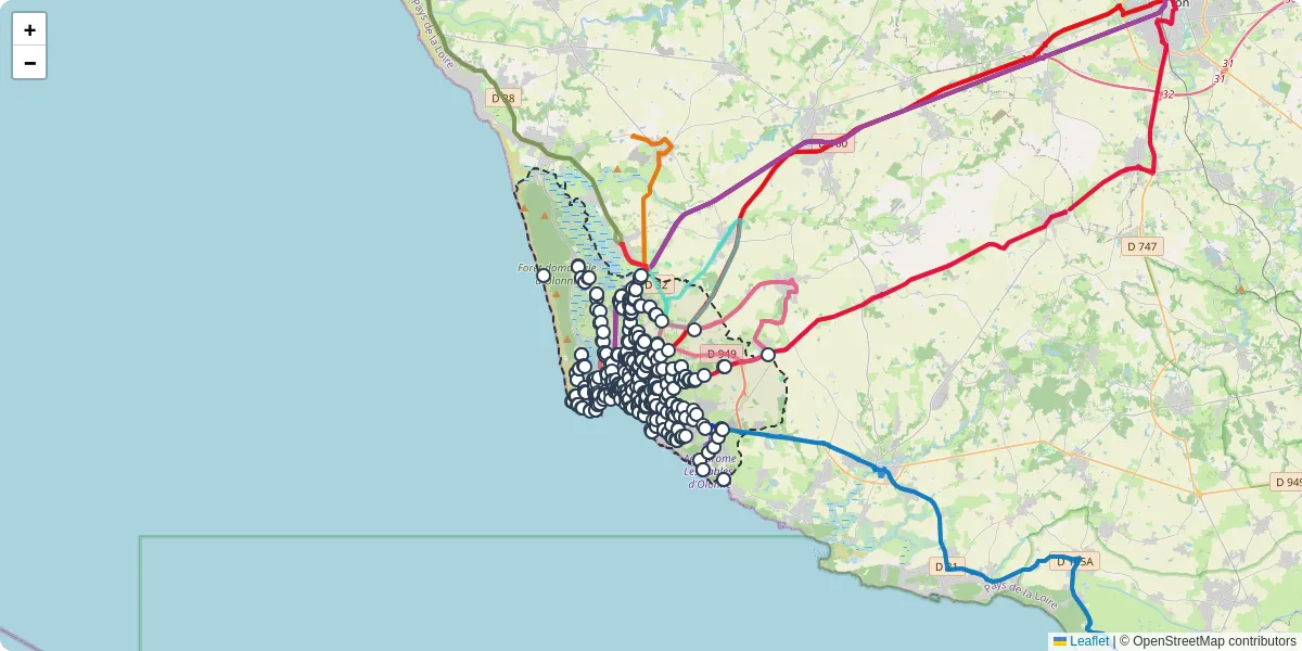 Carte du réseau de transport en commun à Les Sables-d'Olonne - lignes de bus et arrêts