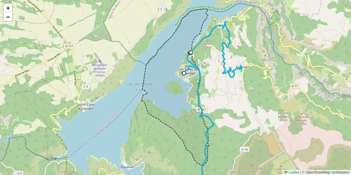 Carte du réseau de transport en commun à Les Salles-sur-Verdon - lignes de bus et arrêts