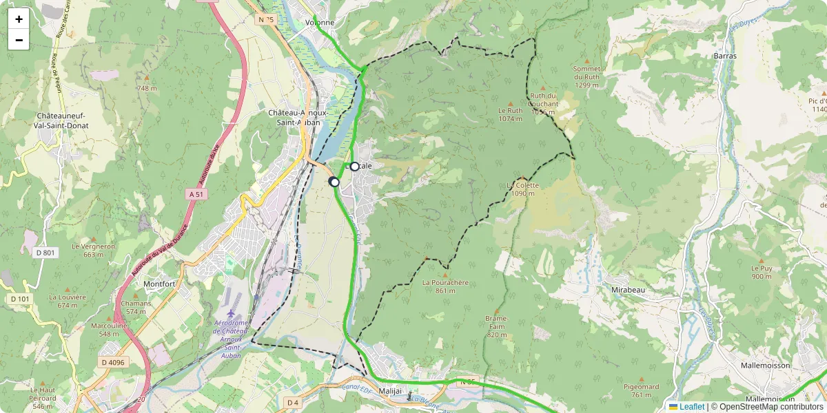 Carte du réseau de transport en commun à L'Escale - lignes de bus et arrêts