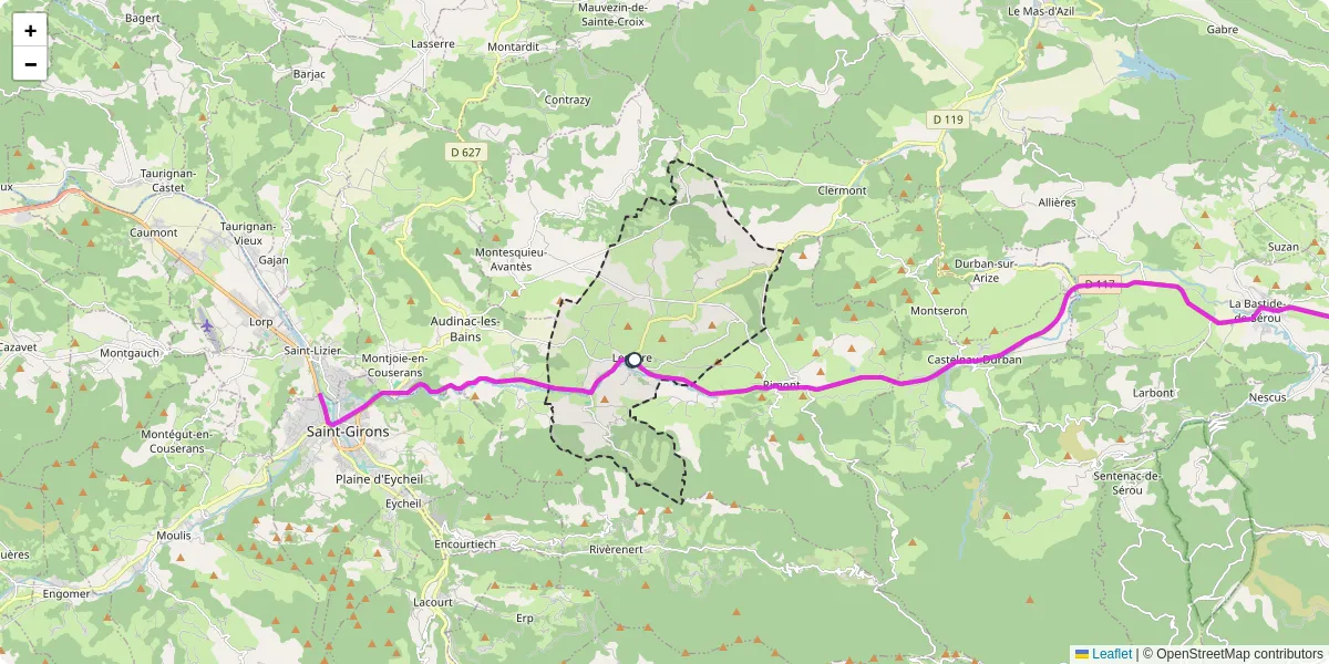 Carte du réseau de transport en commun à Lescure - lignes de bus et arrêts