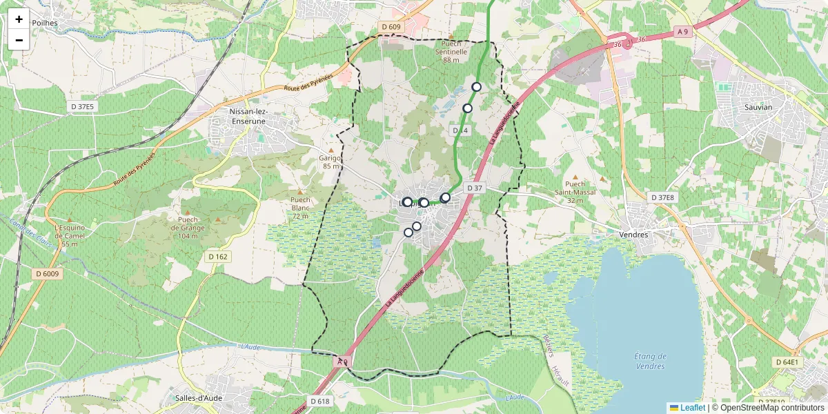 Carte du réseau de transport en commun à Lespignan - lignes de bus et arrêts