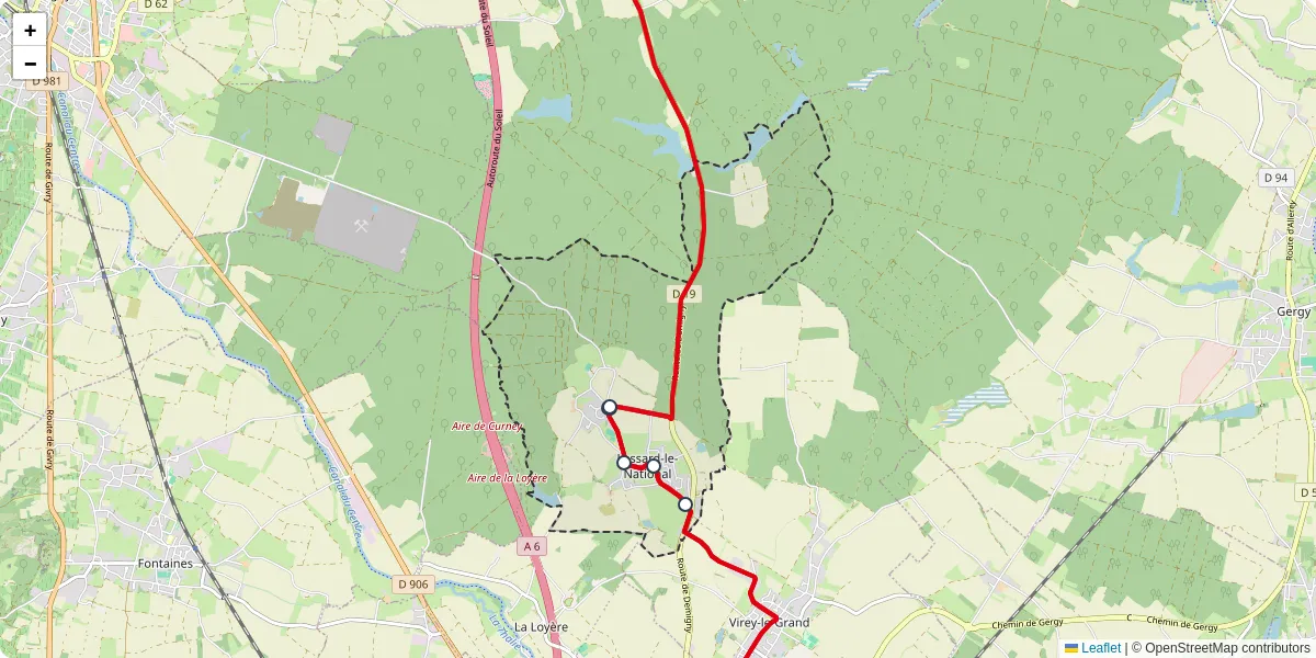 Carte du réseau de transport en commun à Lessard-le-National - lignes de bus et arrêts