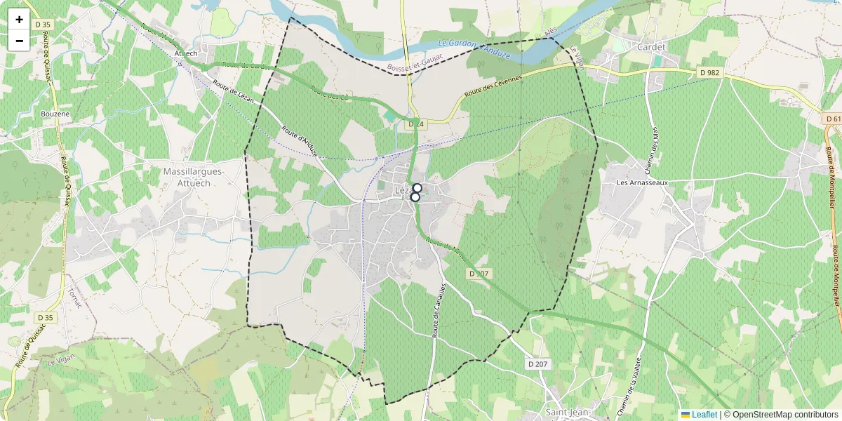 Carte du réseau de transport en commun à Lézan - lignes de bus et arrêts