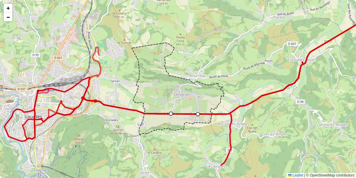 Carte du réseau de transport en commun à Lézignan - lignes de bus et arrêts