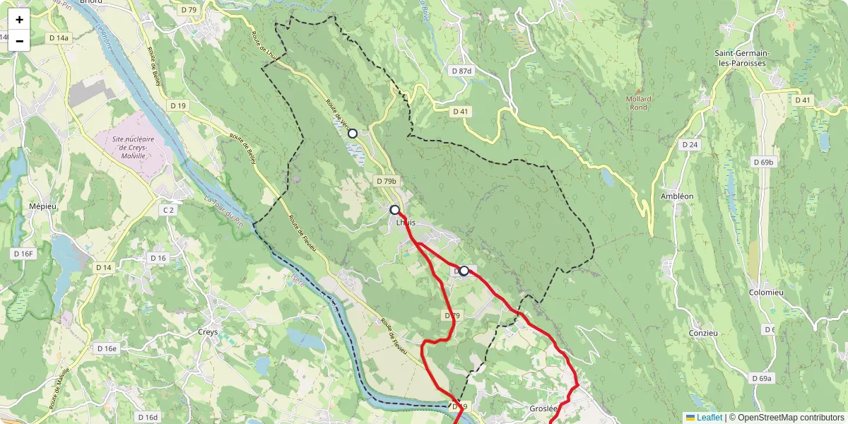 Carte du réseau de transport en commun à Lhuis - lignes de bus et arrêts