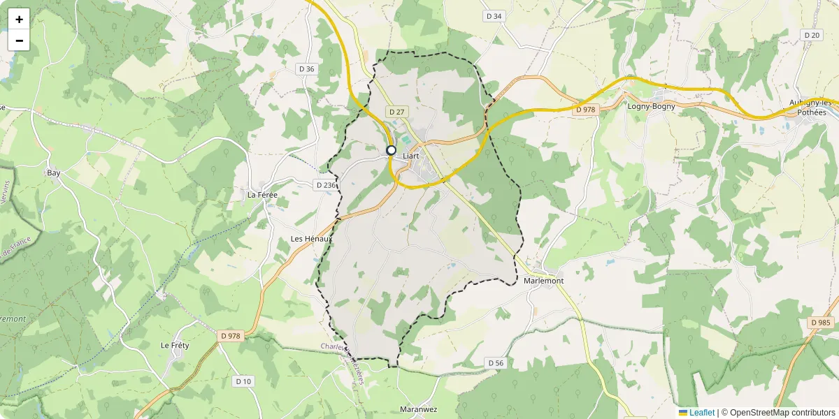 Carte du réseau de transport en commun à Liart - lignes de bus et arrêts