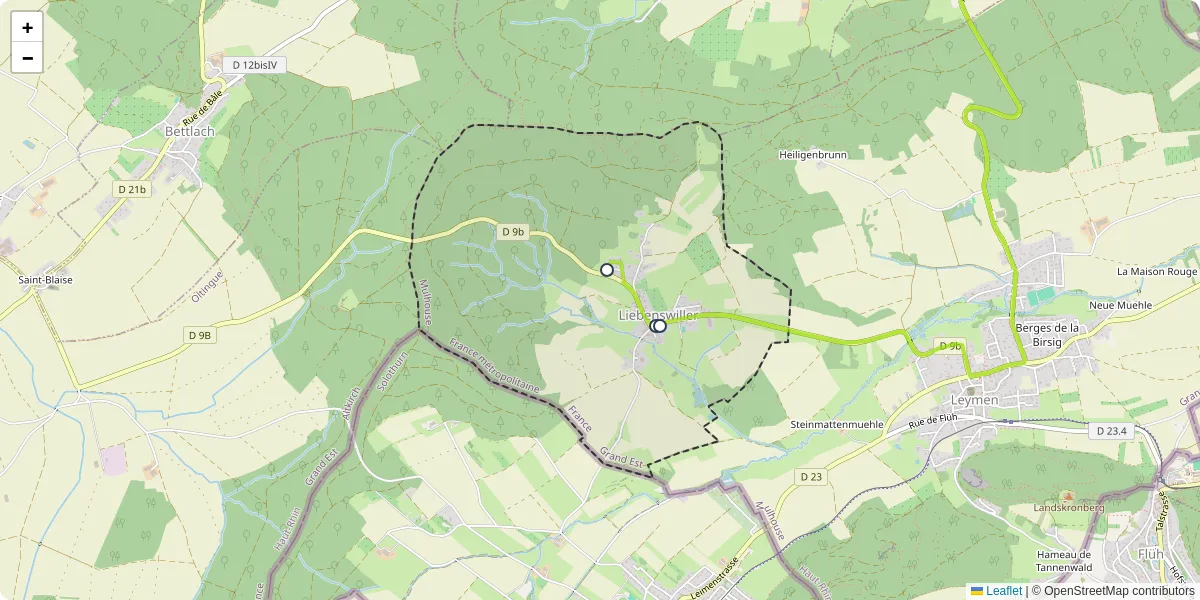 Carte du réseau de transport en commun à Liebenswiller - lignes de bus et arrêts