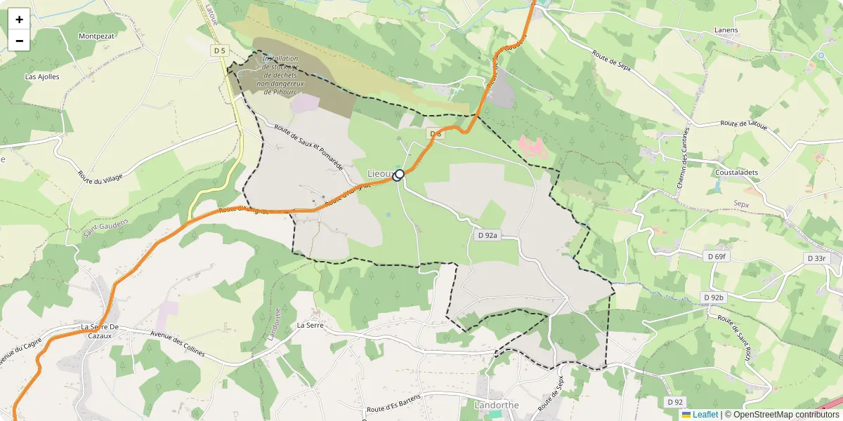 Carte du réseau de transport en commun à Lieoux - lignes de bus et arrêts