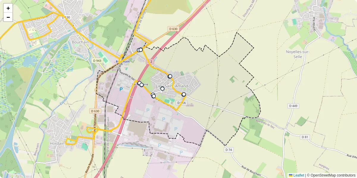 Carte du réseau de transport en commun à Lieu-Saint-Amand - lignes de bus et arrêts