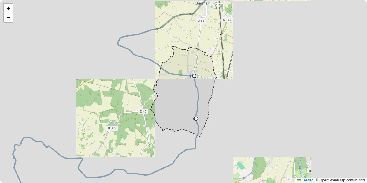 Carte du réseau de transport en commun à Ligné - lignes de bus et arrêts
