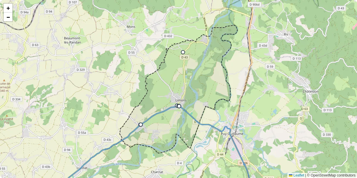 Carte du réseau de transport en commun à Limons - lignes de bus et arrêts