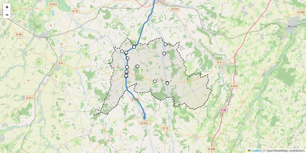 Carte du réseau de transport en commun à Livarot-Pays-d'Auge - lignes de bus et arrêts