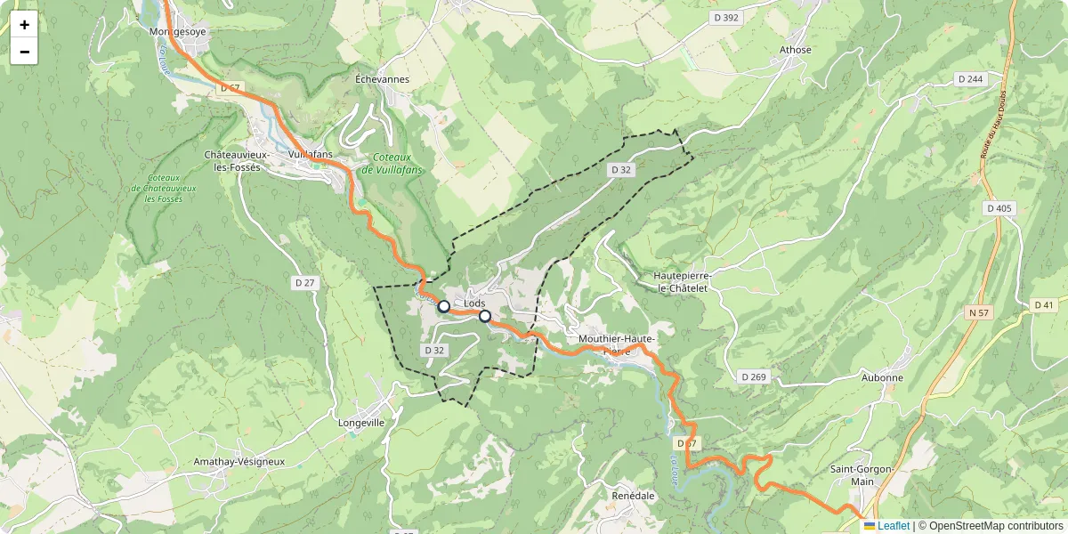 Carte du réseau de transport en commun à Lods - lignes de bus et arrêts