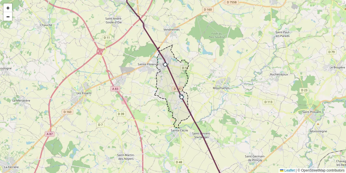 Carte du réseau de transport en commun à L'Oie - lignes de bus et arrêts