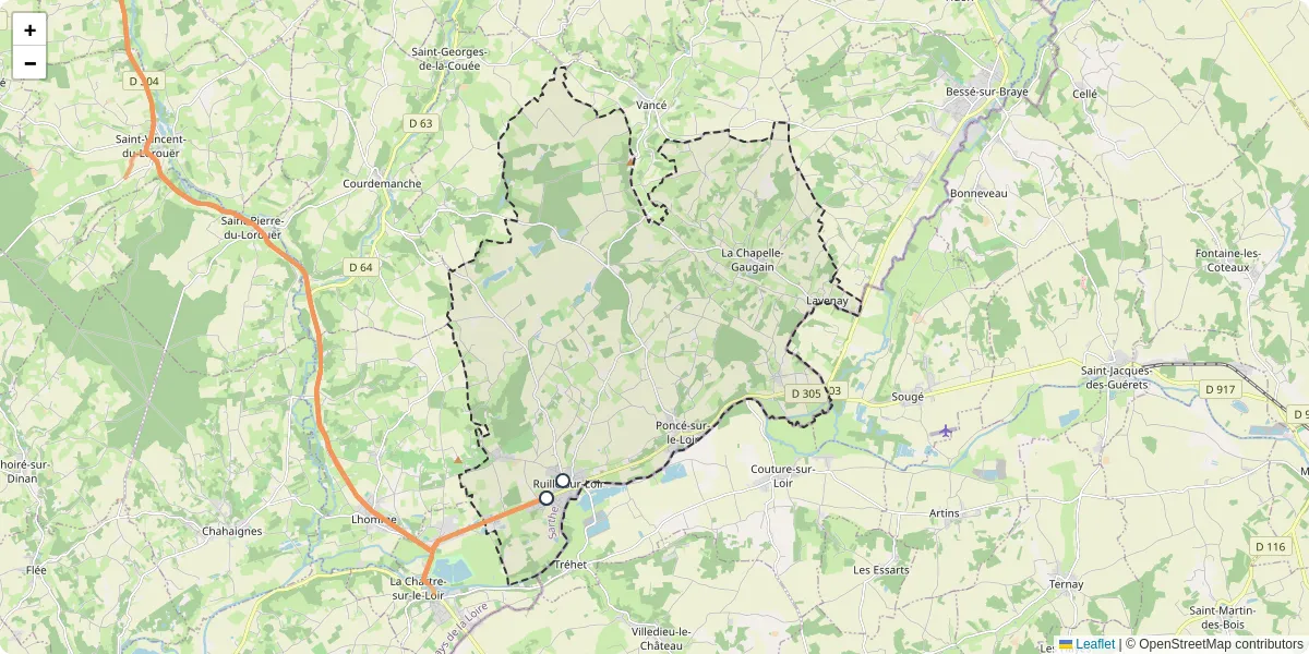 Carte du réseau de transport en commun à Loir en Vallée - lignes de bus et arrêts