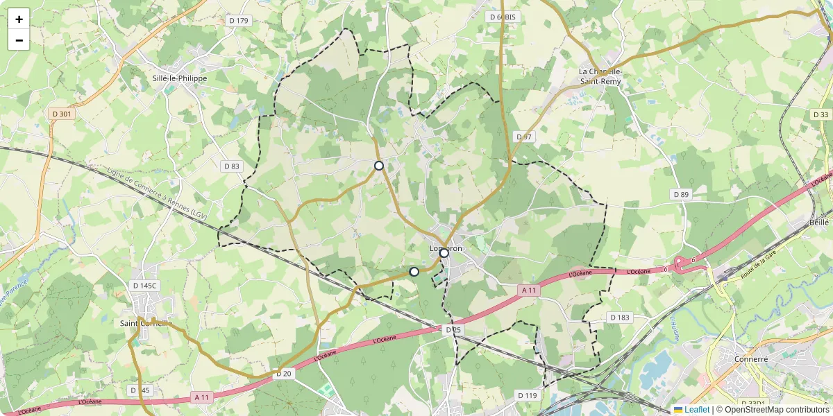 Carte du réseau de transport en commun à Lombron - lignes de bus et arrêts