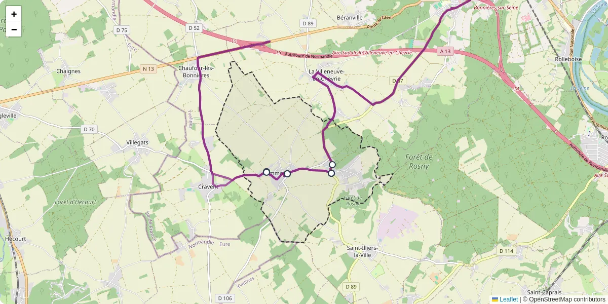 Carte du réseau de transport en commun à Lommoye - lignes de bus et arrêts