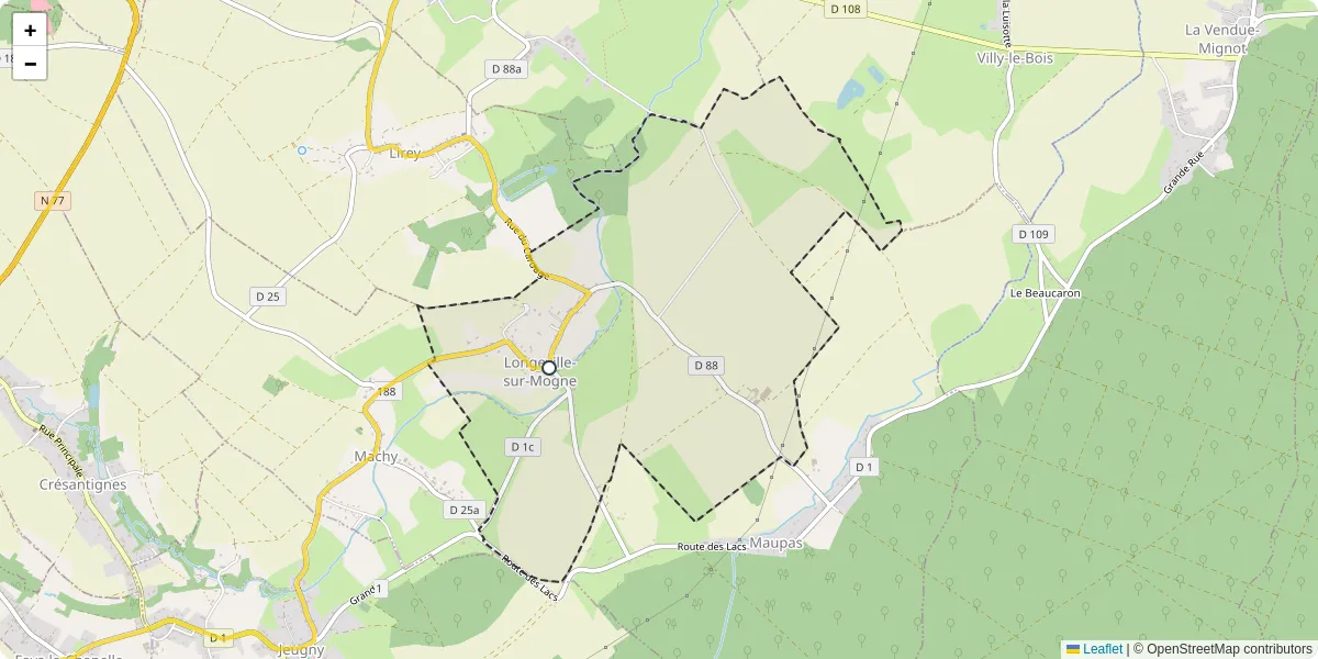 Carte du réseau de transport en commun à Longeville-sur-Mogne - lignes de bus et arrêts