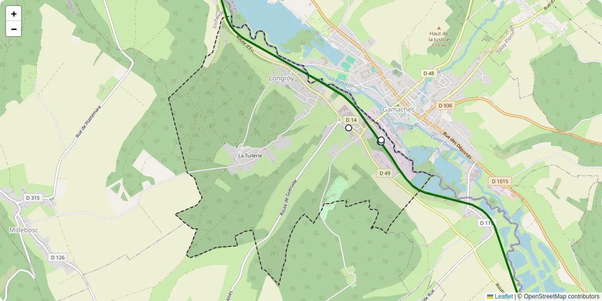 Carte du réseau de transport en commun à Longroy - lignes de bus et arrêts