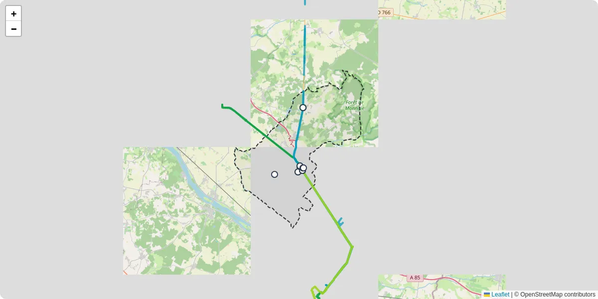 Carte du réseau de transport en commun à Longué-Jumelles - lignes de bus et arrêts