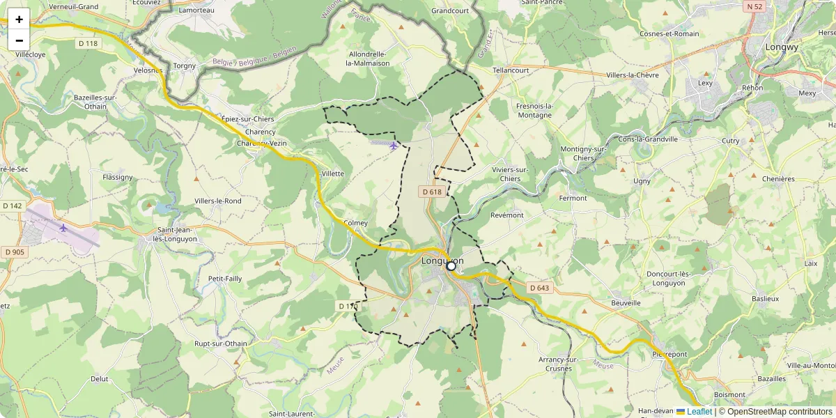 Carte du réseau de transport en commun à Longuyon - lignes de bus et arrêts