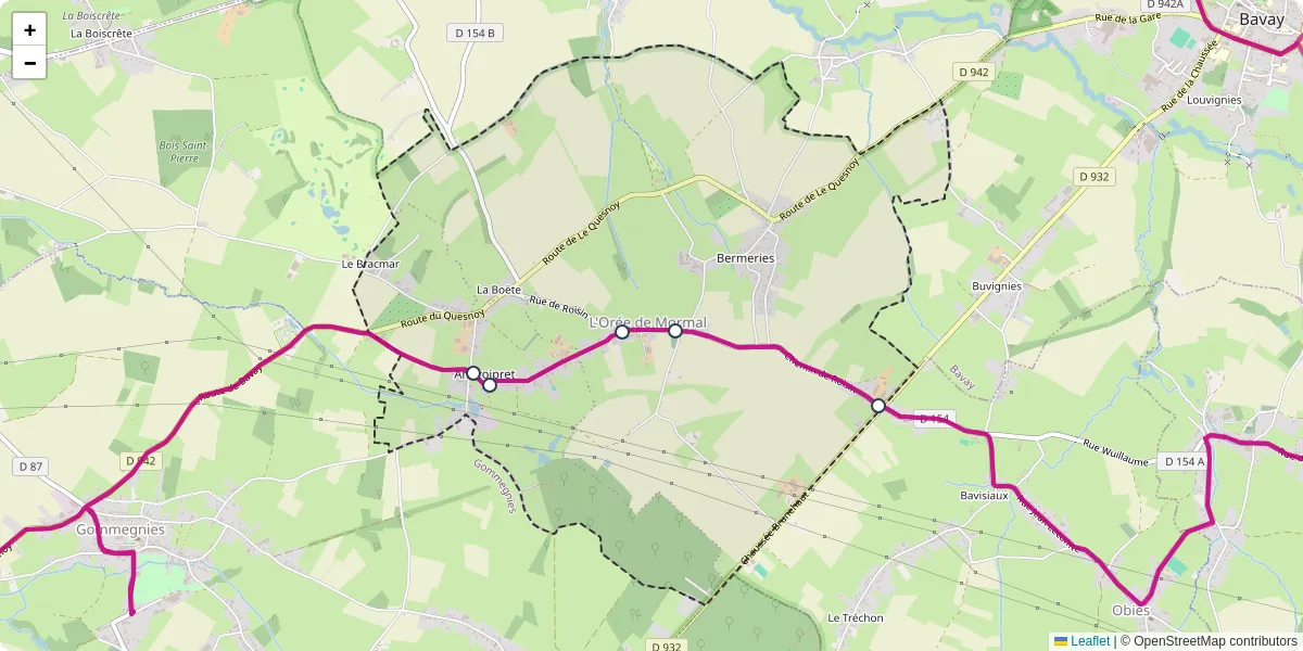 Carte du réseau de transport en commun à L'Orée de Mormal - lignes de bus et arrêts