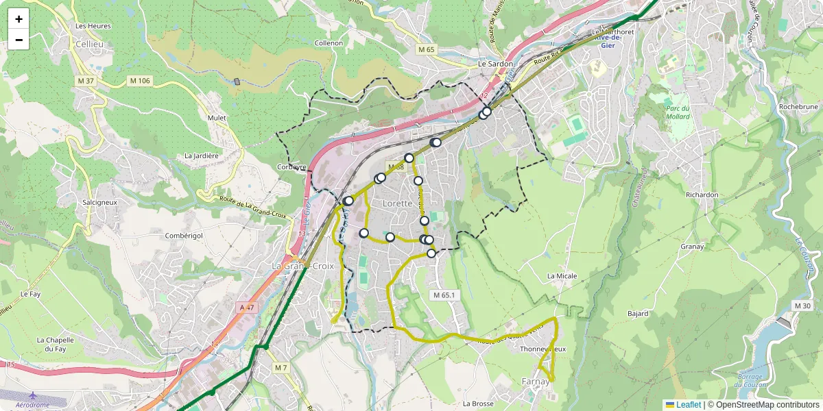 Carte du réseau de transport en commun à Lorette - lignes de bus et arrêts