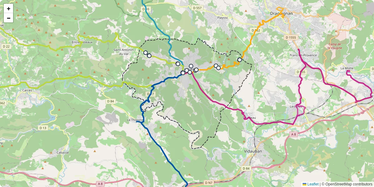 Carte du réseau de transport en commun à Lorgues - lignes de bus et arrêts