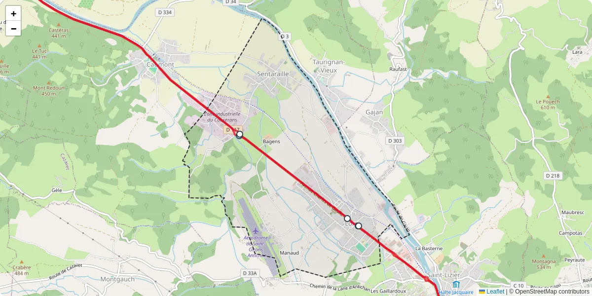 Carte du réseau de transport en commun à Lorp-Sentaraille - lignes de bus et arrêts