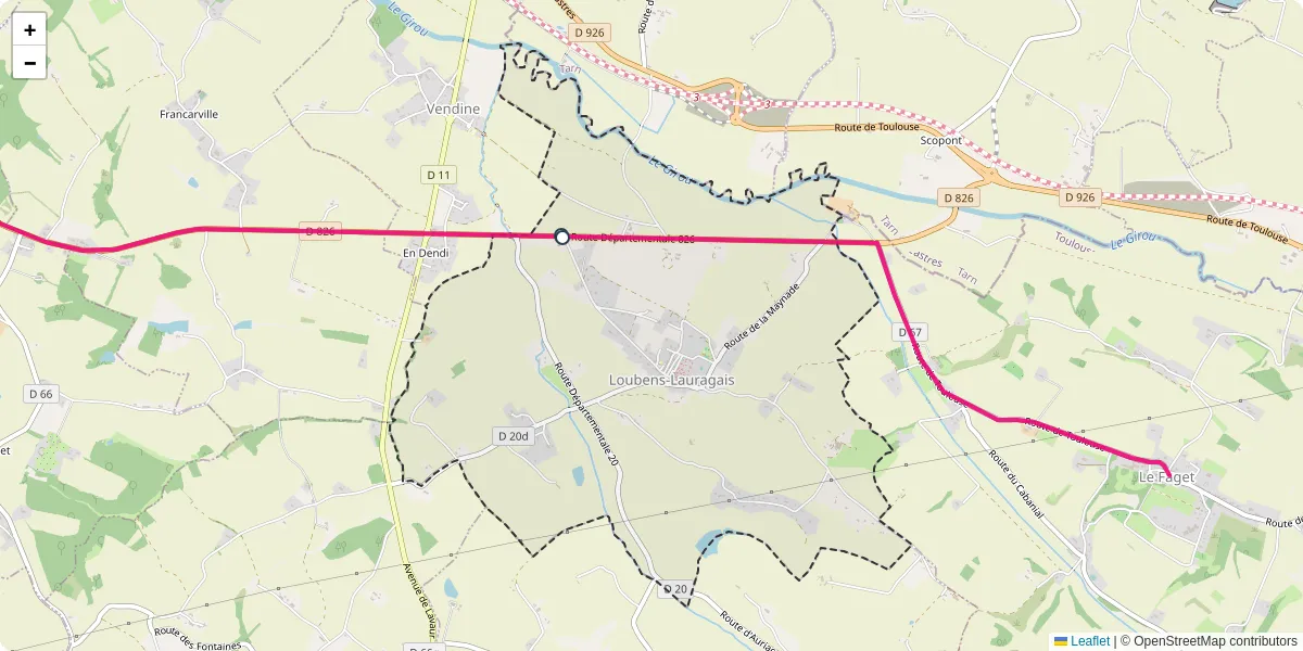 Carte du réseau de transport en commun à Loubens-Lauragais - lignes de bus et arrêts