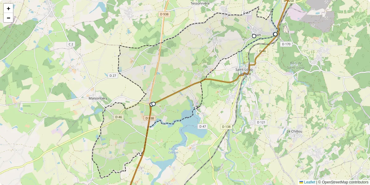 Carte du réseau de transport en commun à Louin - lignes de bus et arrêts