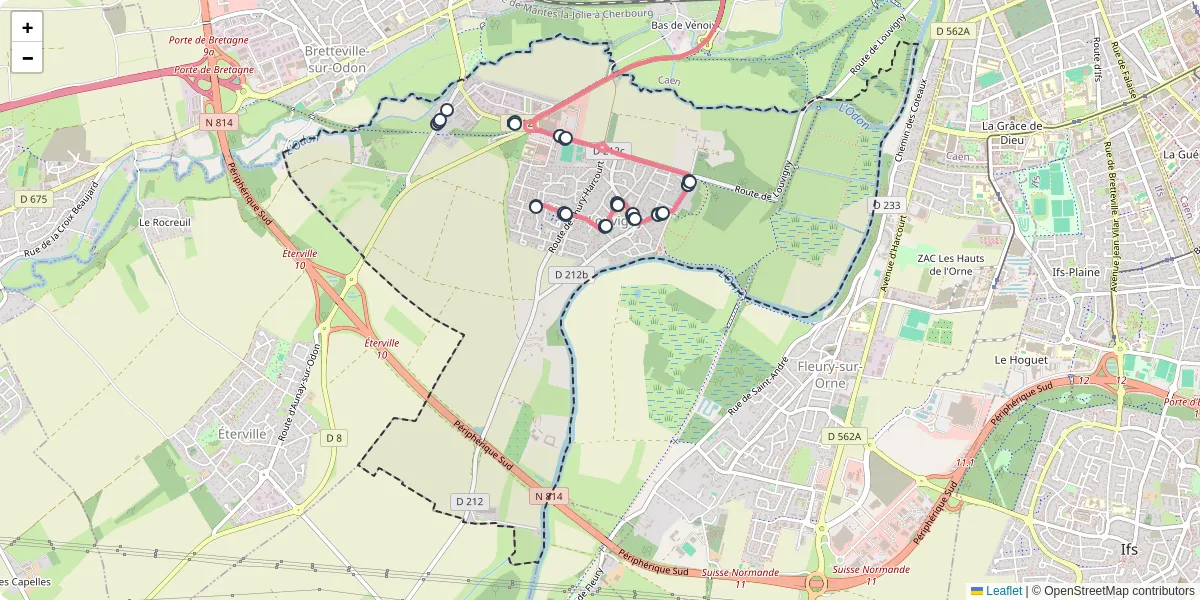 Carte du réseau de transport en commun à Louvigny - lignes de bus et arrêts