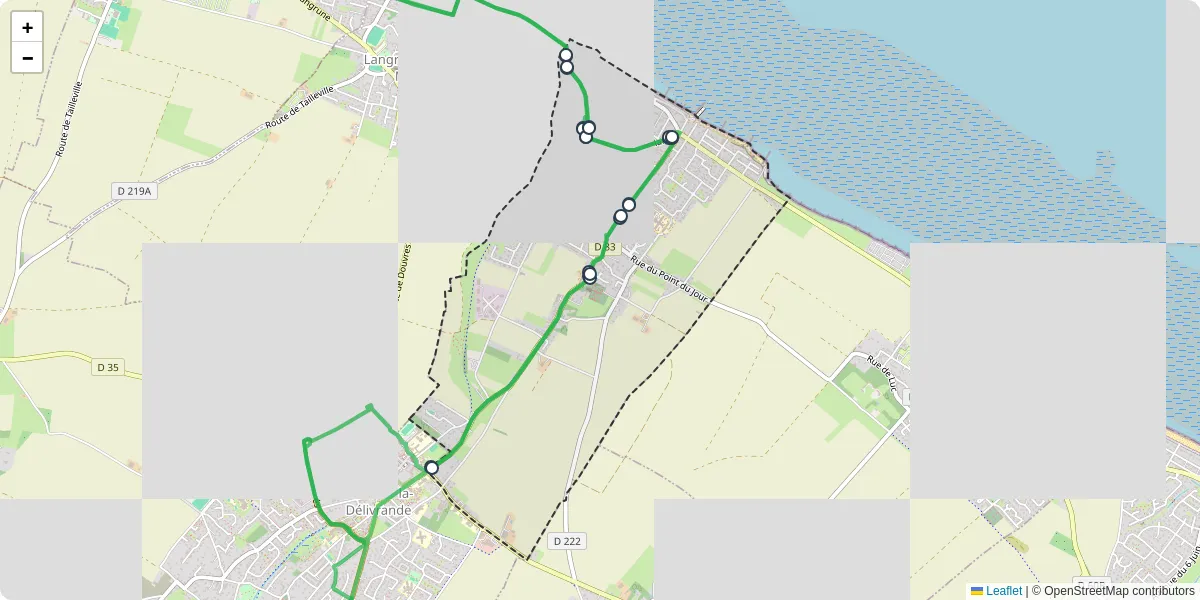 Carte du réseau de transport en commun à Luc-sur-Mer - lignes de bus et arrêts