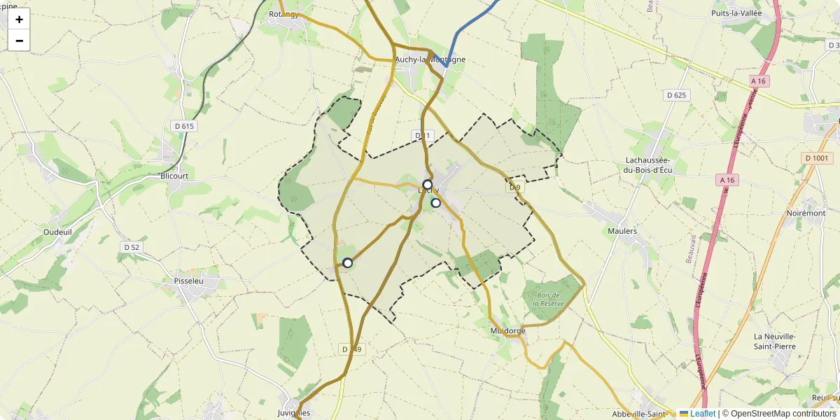 Carte du réseau de transport en commun à Luchy - lignes de bus et arrêts