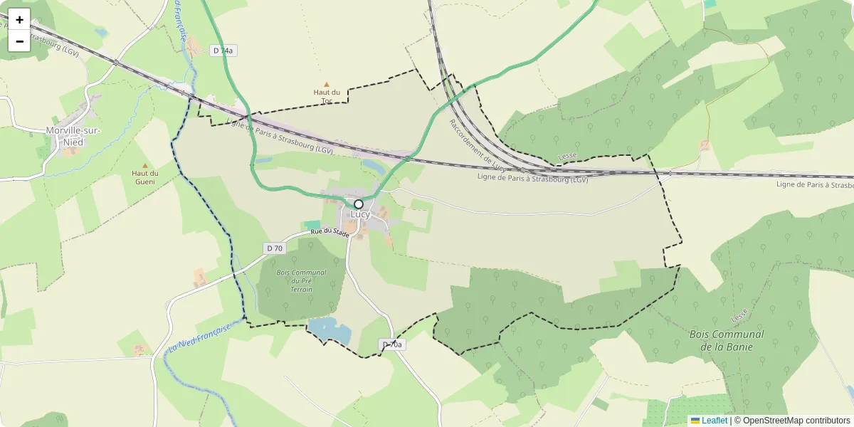 Carte du réseau de transport en commun à Lucy - lignes de bus et arrêts