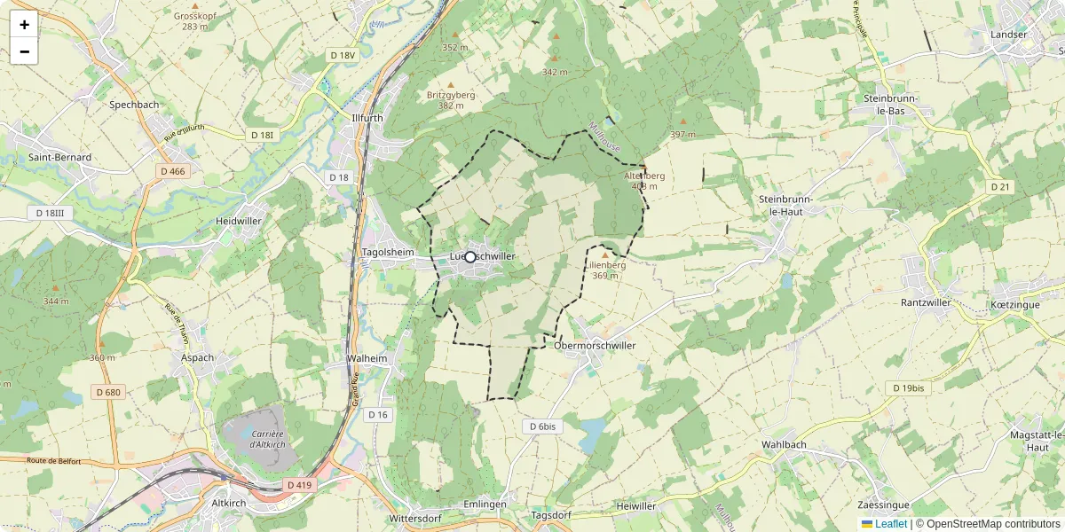 Carte du réseau de transport en commun à Luemschwiller - lignes de bus et arrêts