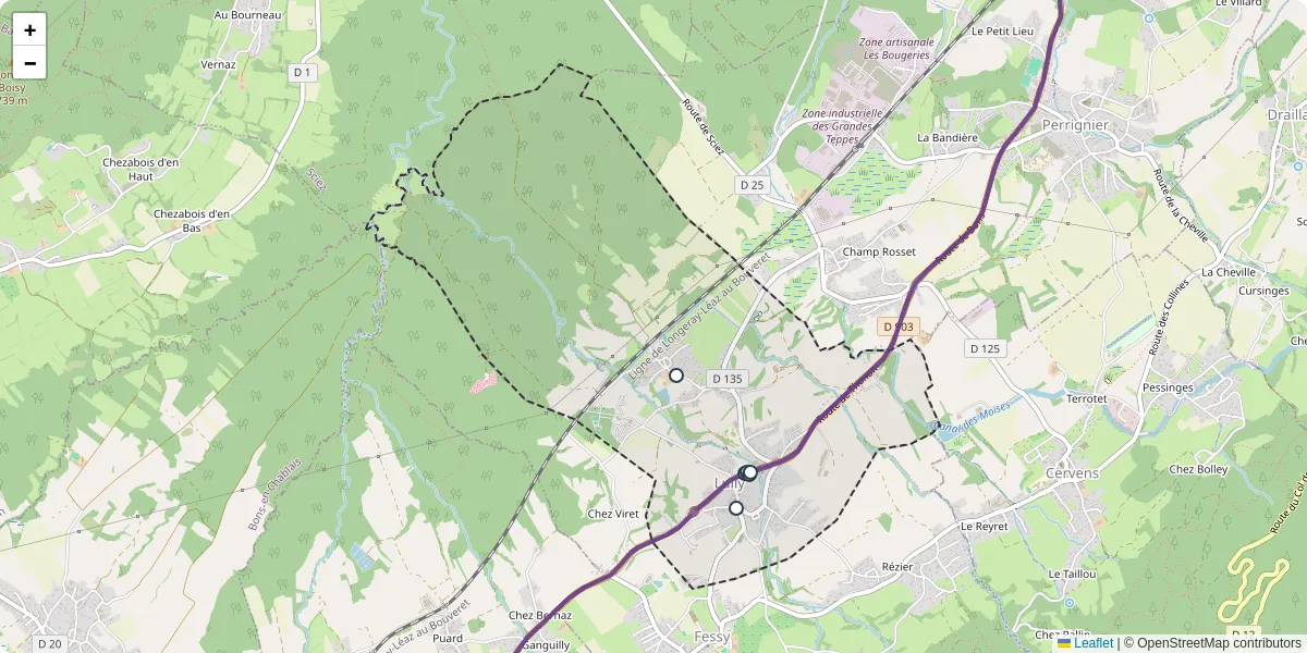 Carte du réseau de transport en commun à Lully - lignes de bus et arrêts