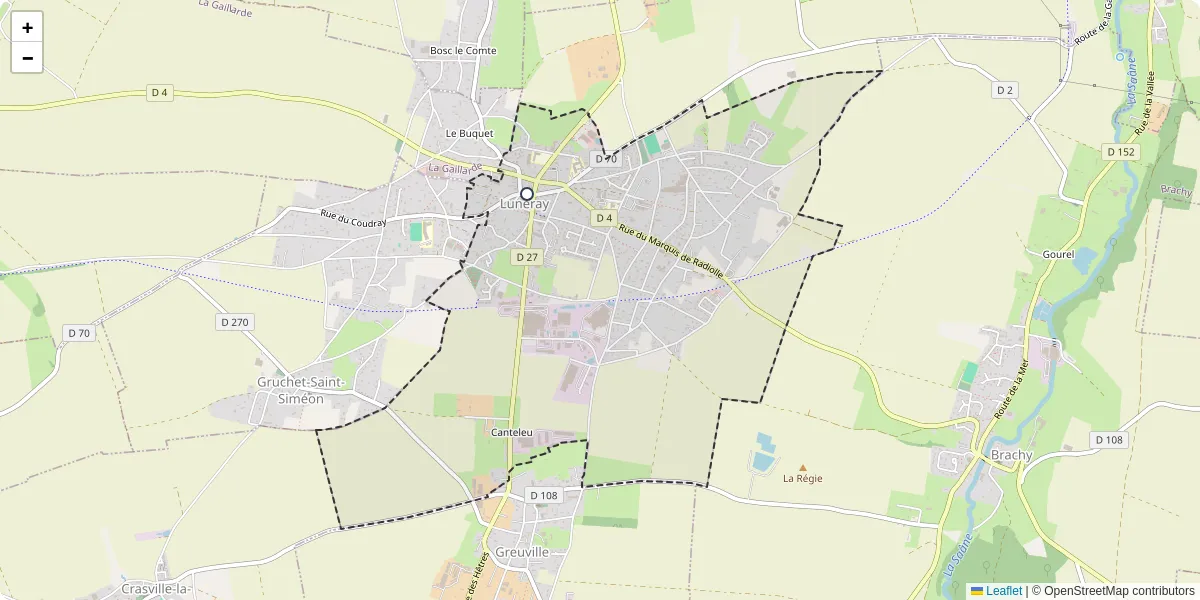 Carte du réseau de transport en commun à Luneray - lignes de bus et arrêts