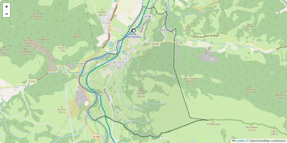 Carte du réseau de transport en commun à Lurbe-Saint-Christau - lignes de bus et arrêts