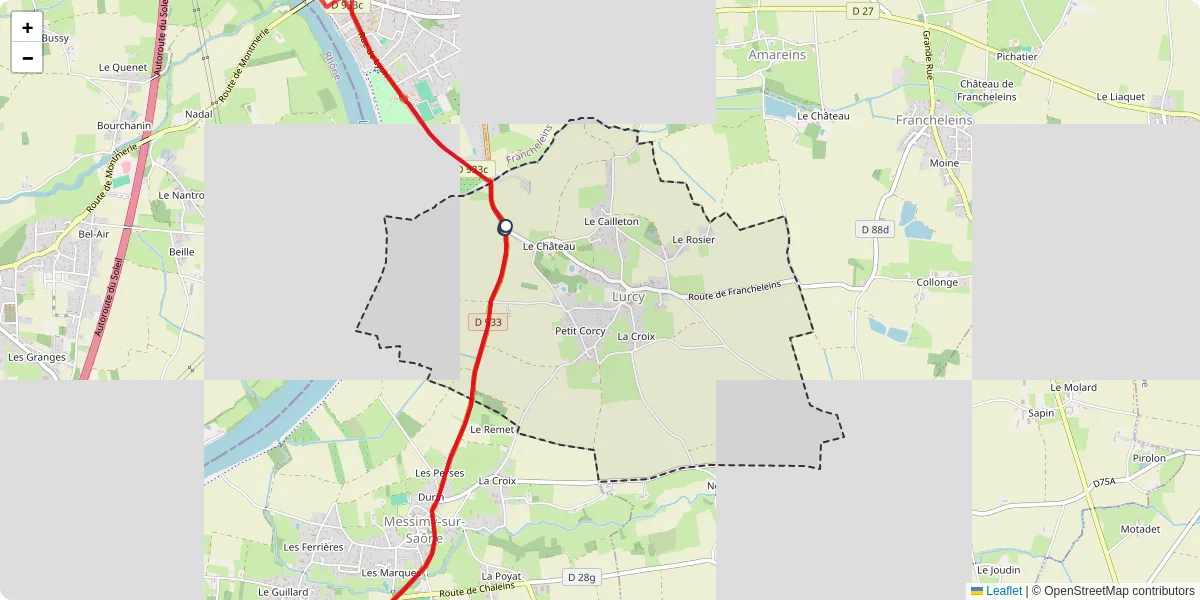 Carte du réseau de transport en commun à Lurcy - lignes de bus et arrêts