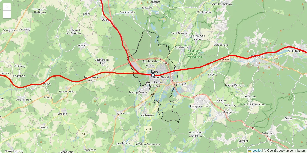 Carte du réseau de transport en commun à Lure - lignes de bus et arrêts
