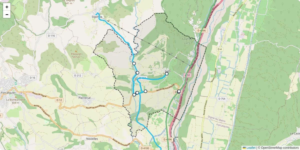 Carte du réseau de transport en commun à Lurs - lignes de bus et arrêts