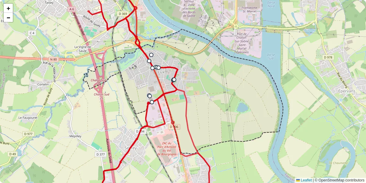 Carte du réseau de transport en commun à Lux - lignes de bus et arrêts