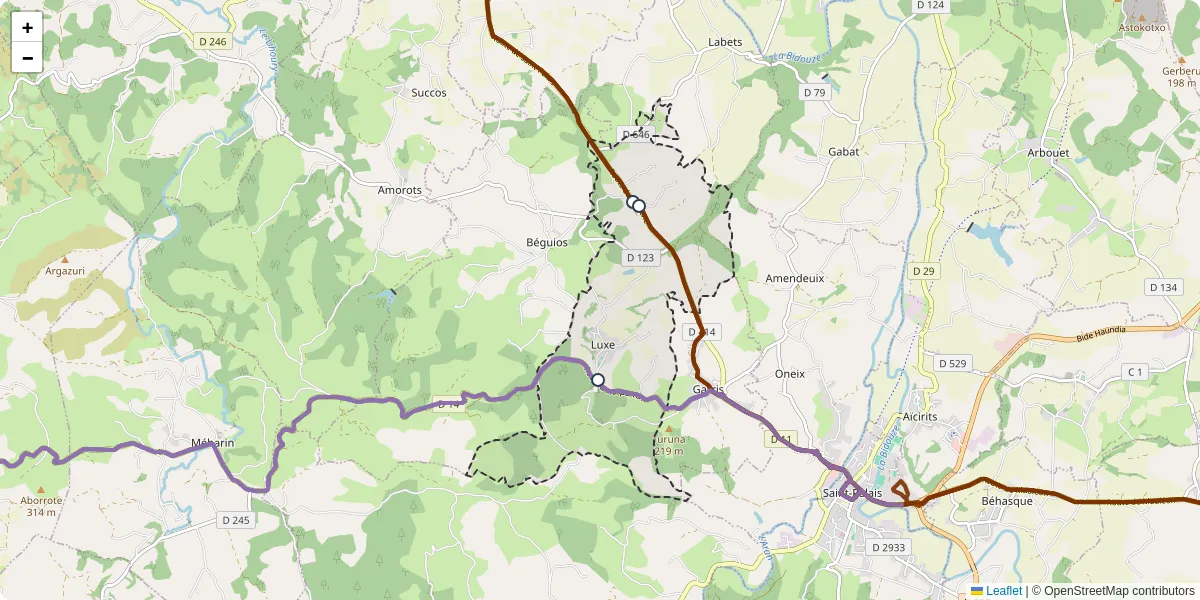 Carte du réseau de transport en commun à Luxe-Sumberraute - lignes de bus et arrêts