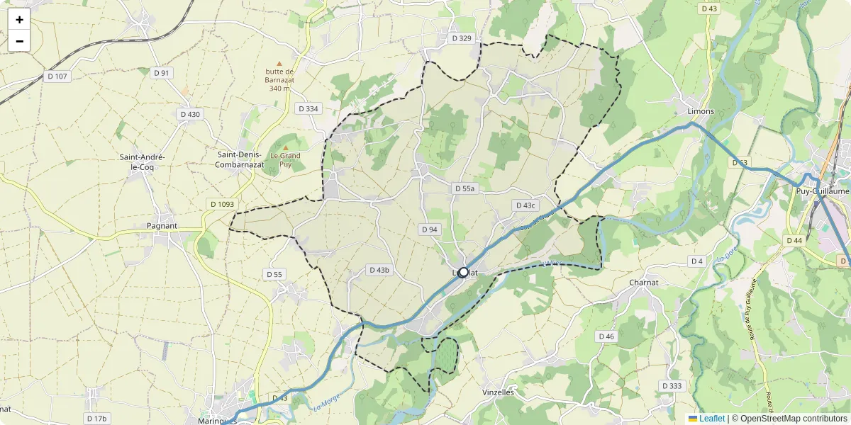 Carte du réseau de transport en commun à Luzillat - lignes de bus et arrêts