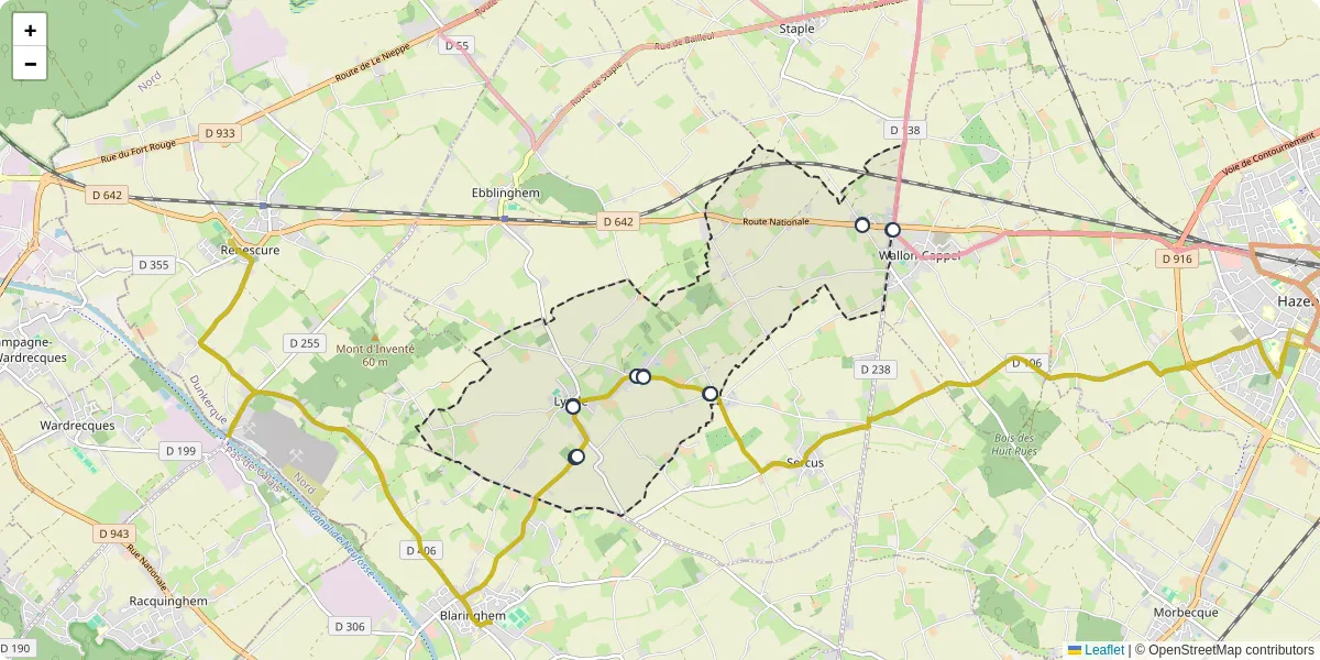 Carte du réseau de transport en commun à Lynde - lignes de bus et arrêts
