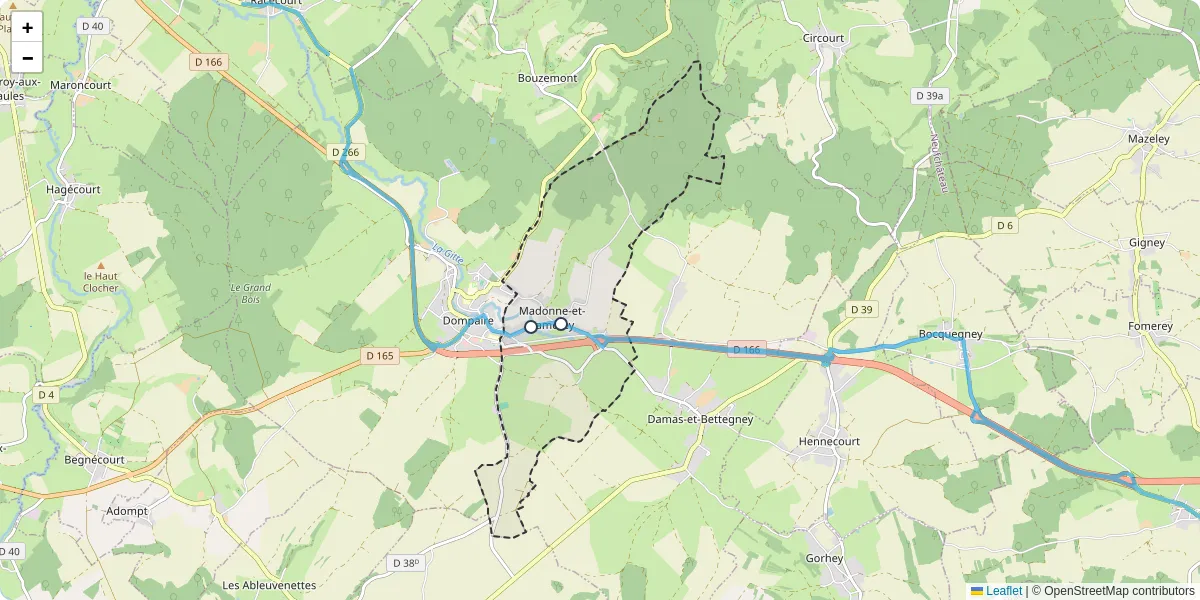 Carte du réseau de transport en commun à Madonne-et-Lamerey - lignes de bus et arrêts