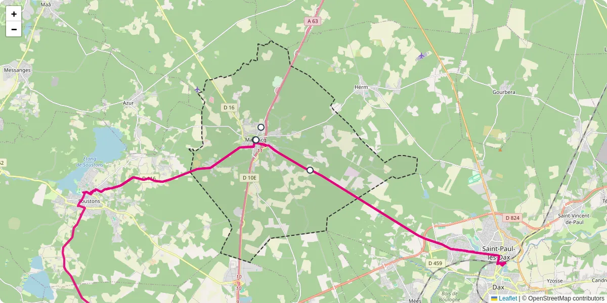 Carte du réseau de transport en commun à Magescq - lignes de bus et arrêts
